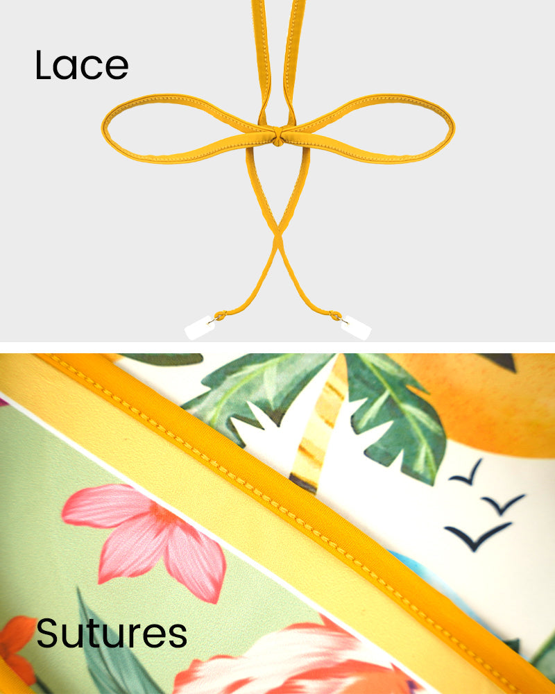 Reversible one-piece swimsuit with floral straps