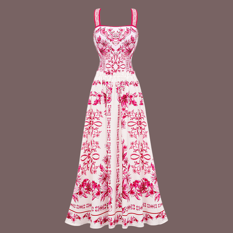 Sling Lily y Majolica Serie Patrón Impreso Traje de Baño de Una Pieza y Falda o Pantalones