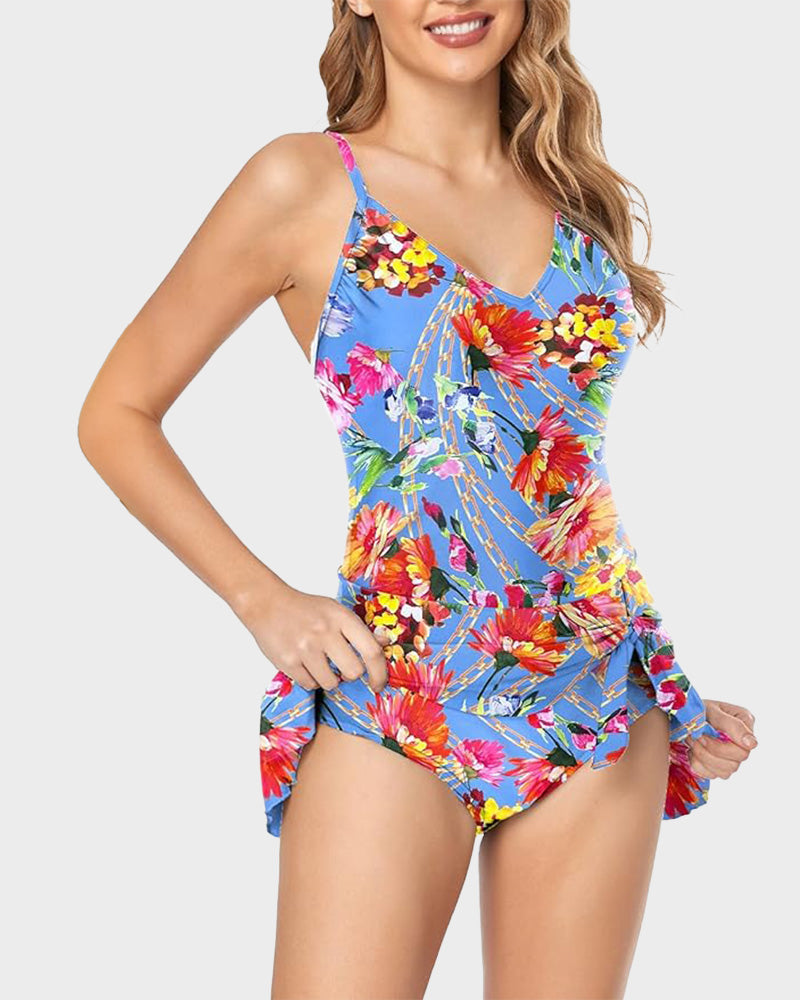 Traje de baño de una pieza para mujer con control de abdomen, ajuste slim y talla grande