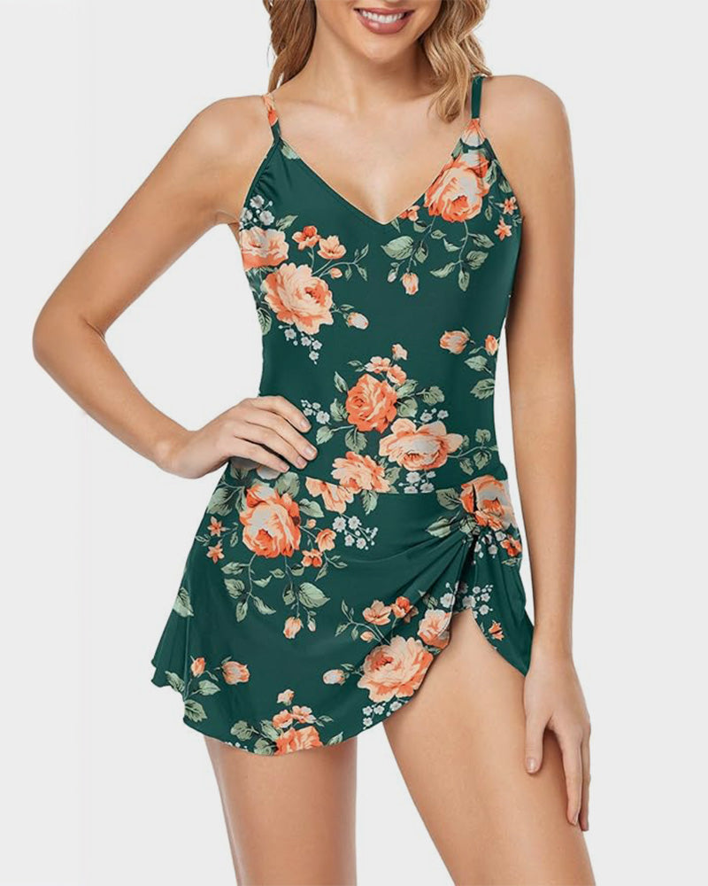 Traje de baño de una pieza para mujer con control de abdomen, ajuste slim y talla grande