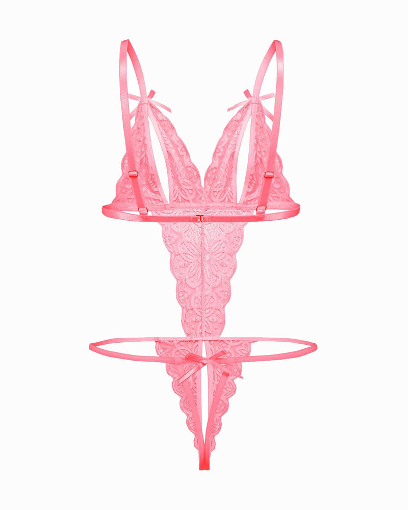 Body de encaje con escote profundo en V