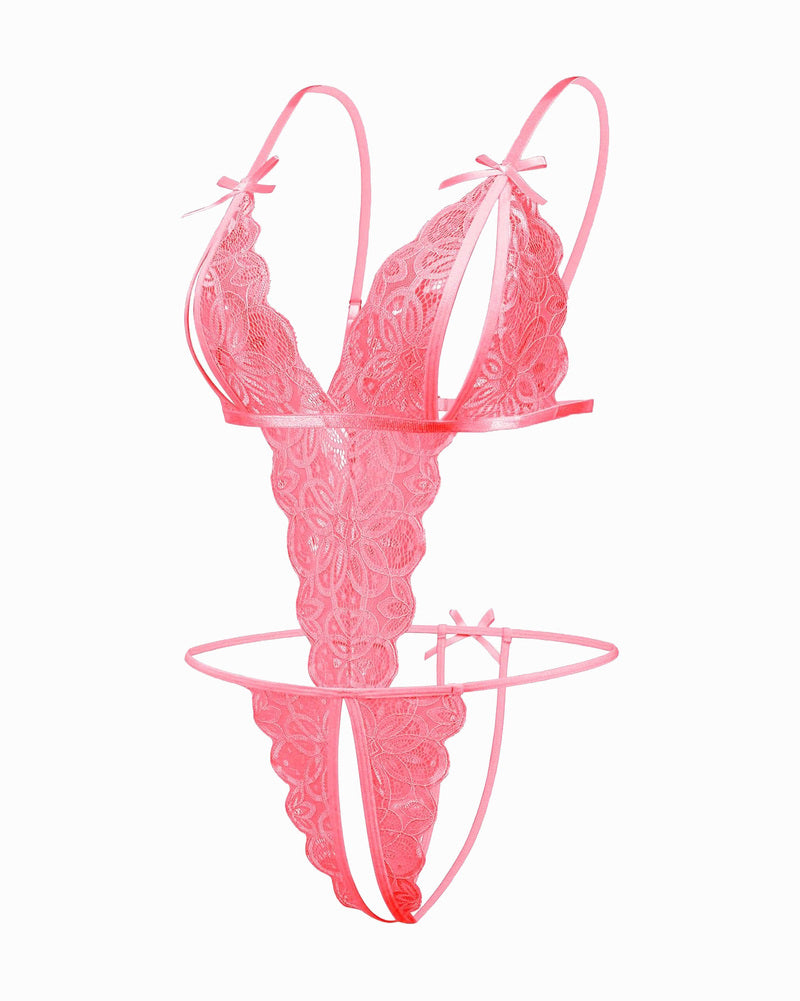 Body de encaje con escote profundo en V