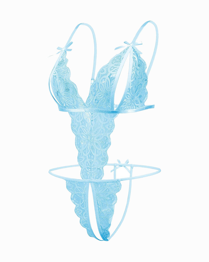 Body de encaje con escote profundo en V