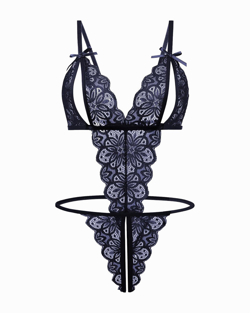 Body de encaje con escote profundo en V