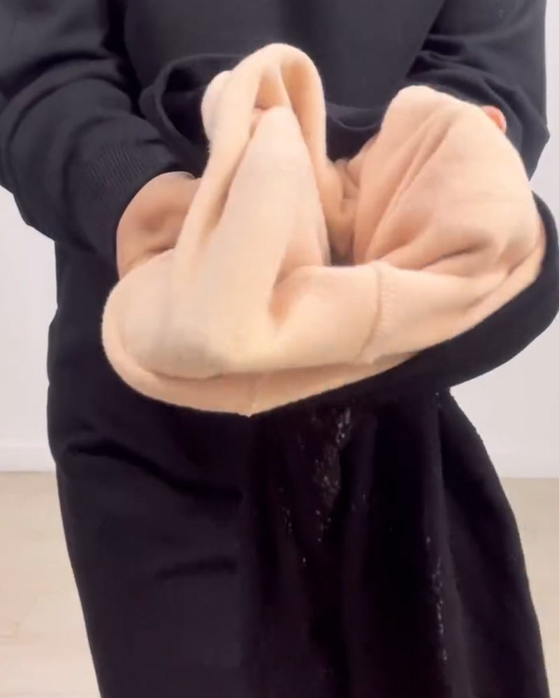 Warm Velvet Leggings with Lace Pattern Plus