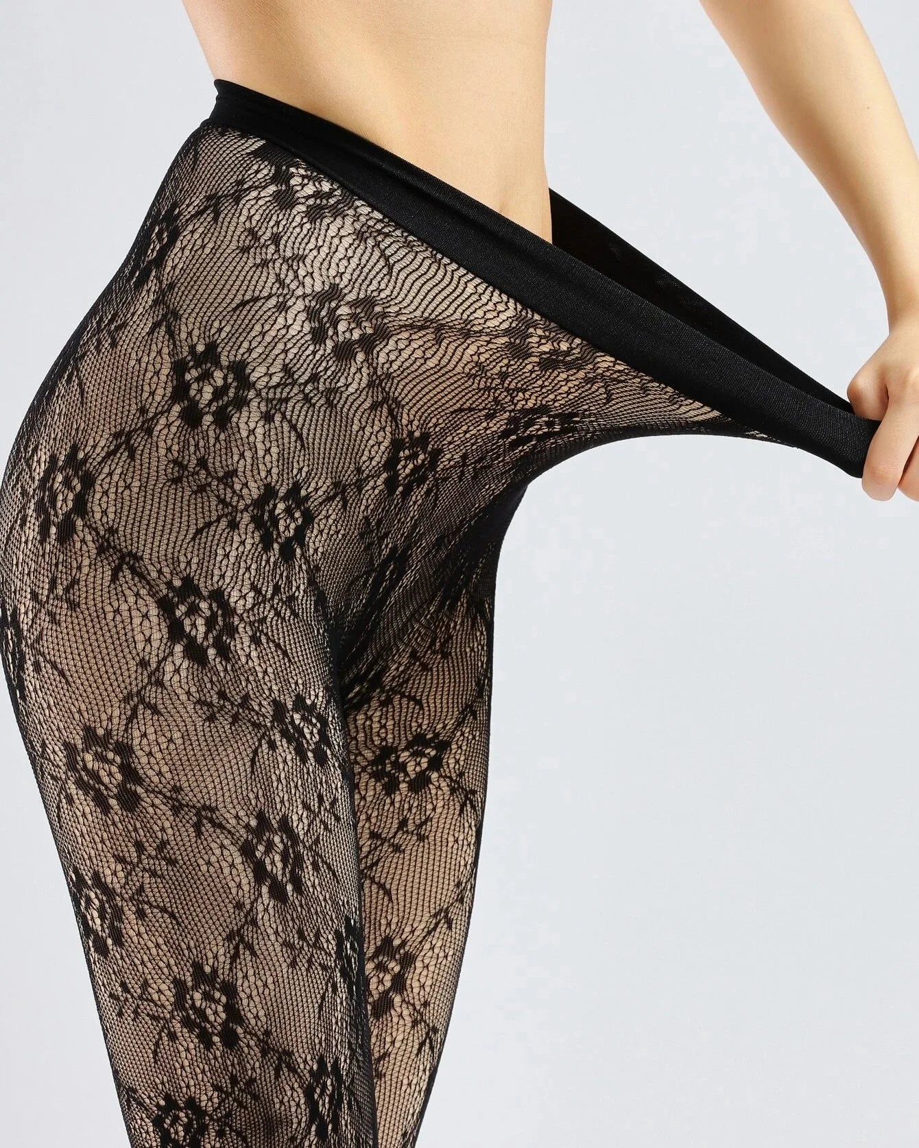 Warm Velvet Leggings with Lace Pattern Plus