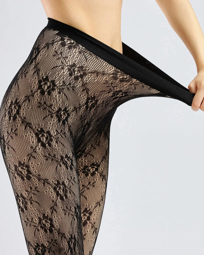 Warm Velvet Leggings with Lace Pattern Plus 