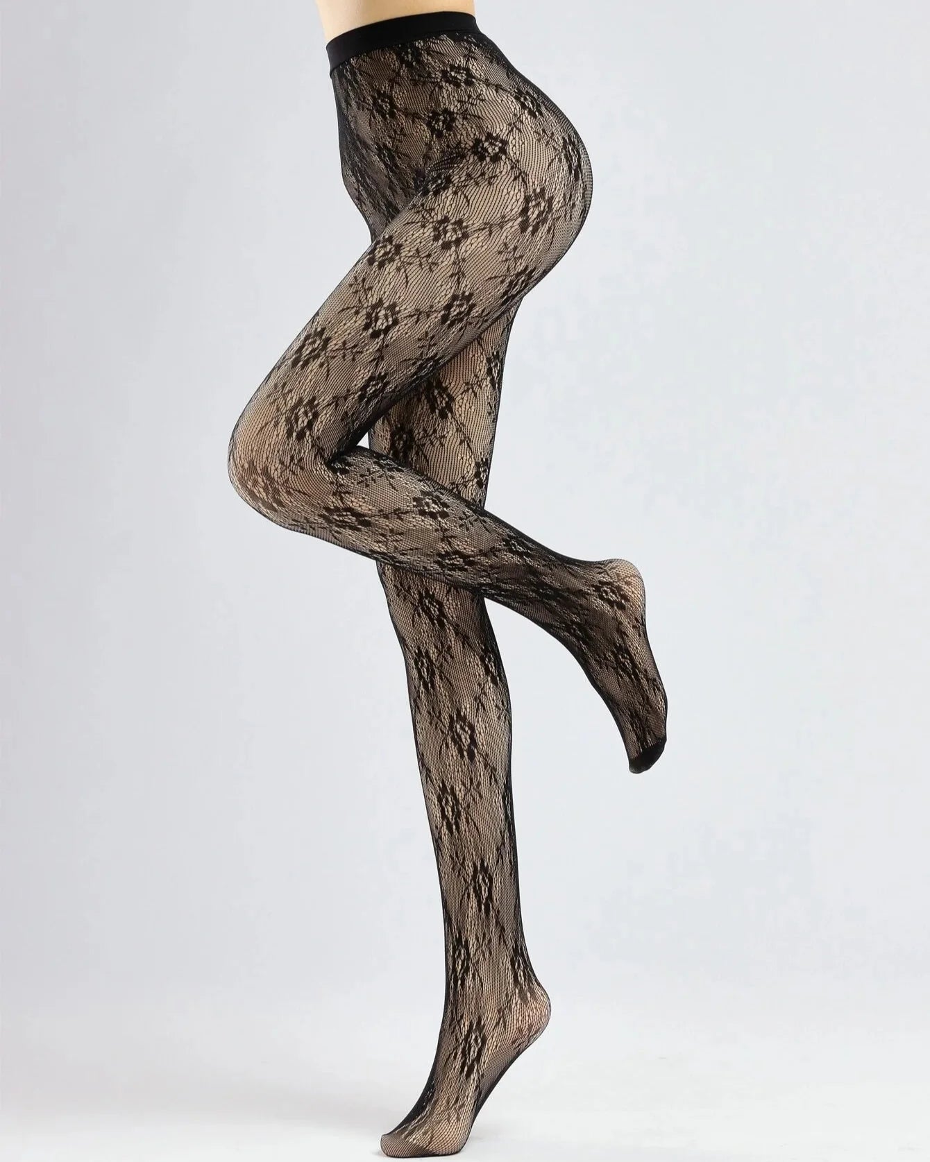 Warm Velvet Leggings with Lace Pattern Plus