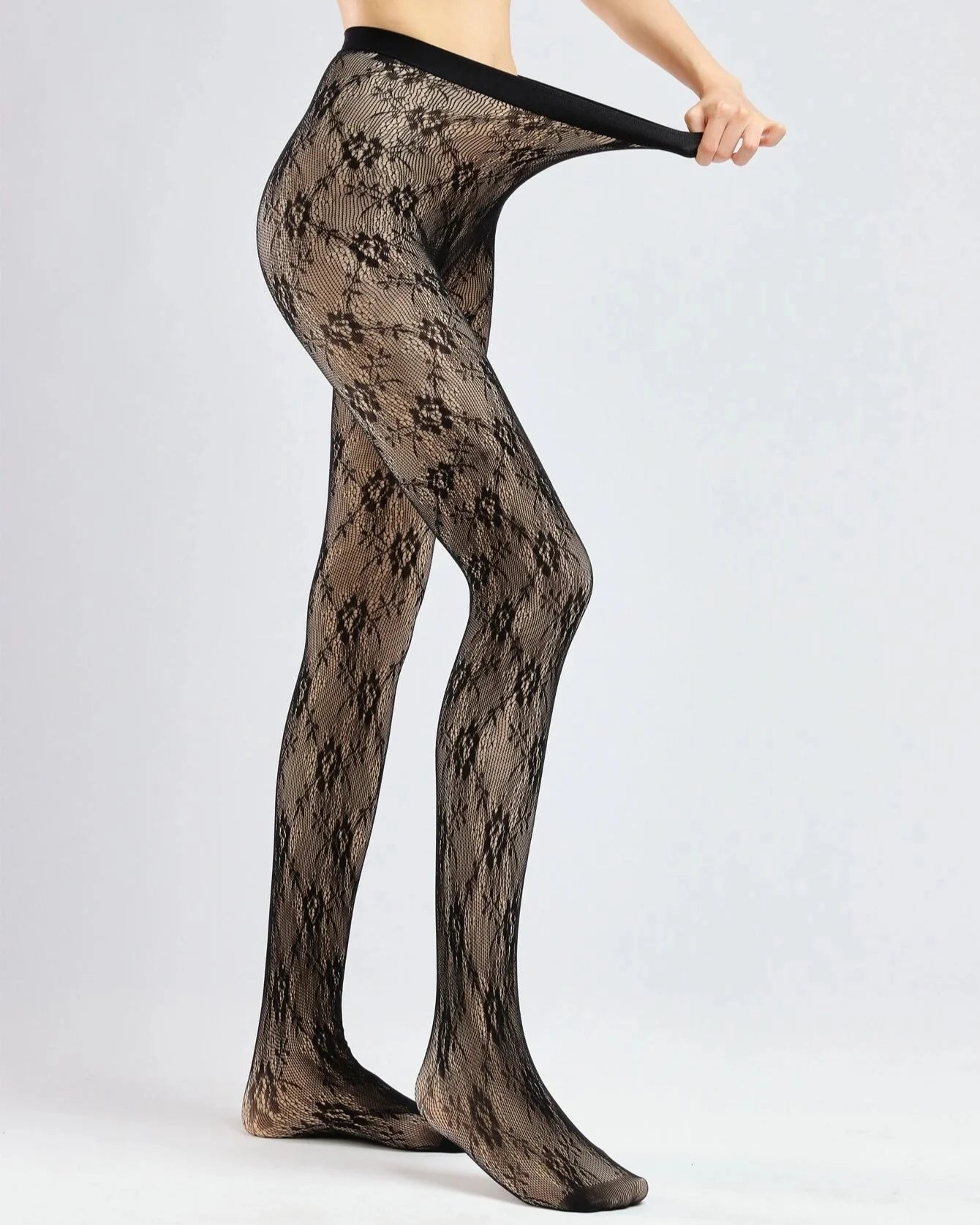 Warm Velvet Leggings with Lace Pattern Plus