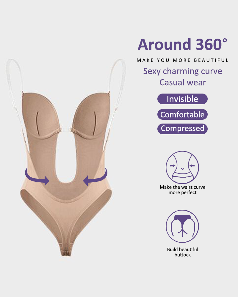 Body de tanga sin tirantes con escote en U