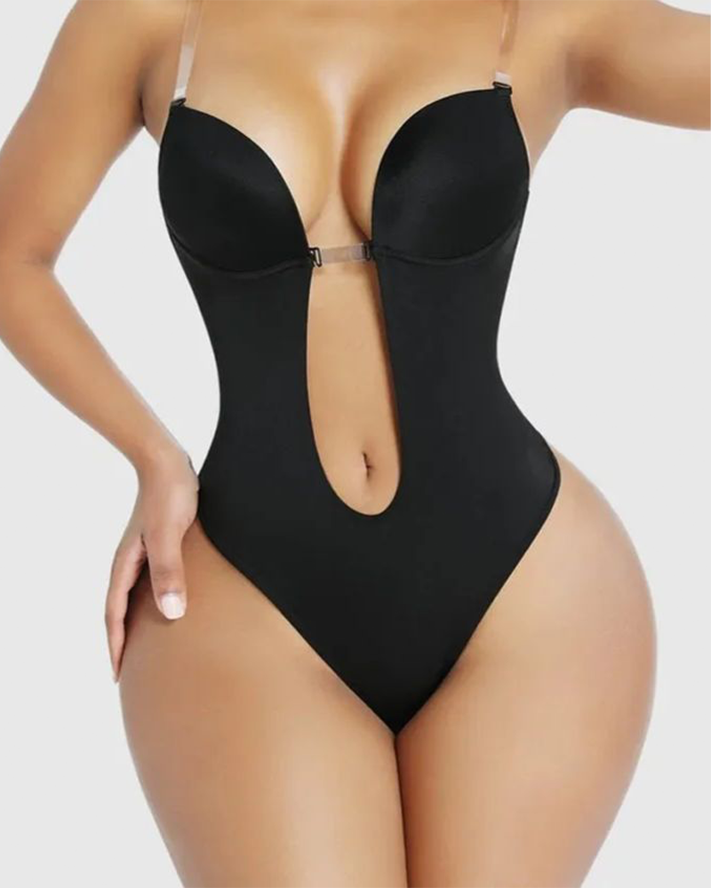 Body de tanga sin tirantes con escote en U