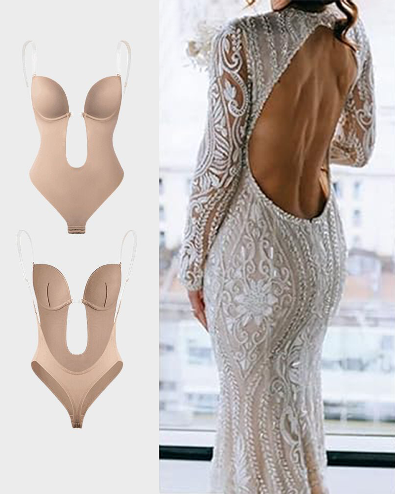 Body de tanga sin tirantes con escote en U