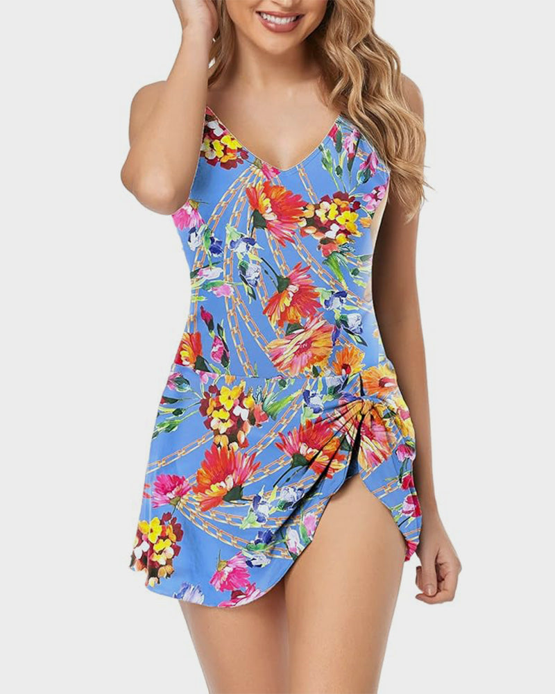 Traje de baño de una pieza para mujer con control de abdomen, ajuste slim y talla grande