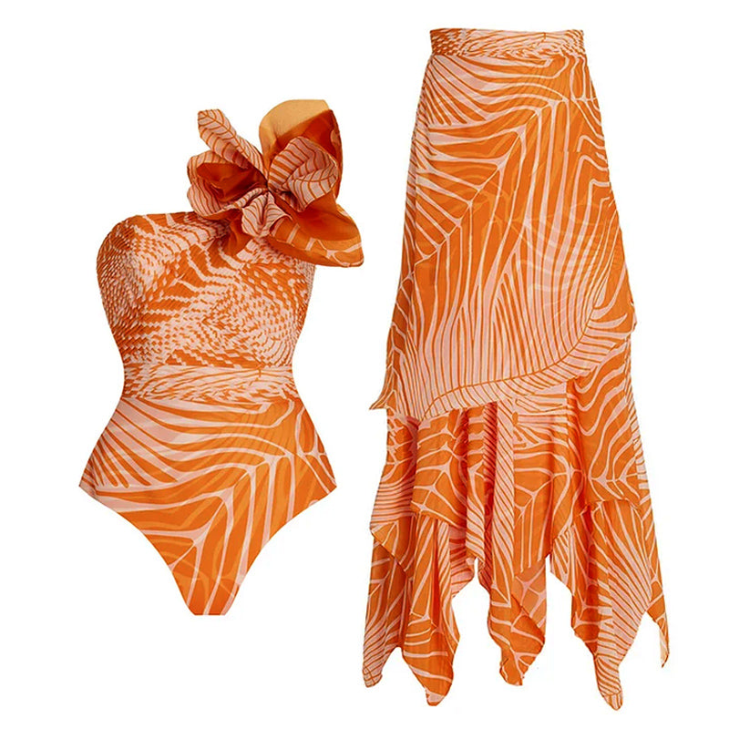 Traje de baño de una pieza impreso en 3D con falda