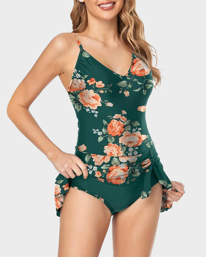 Traje de baño de una pieza para mujer con control de abdomen, ajuste slim y talla grande