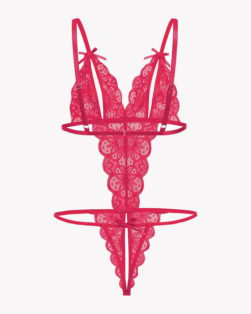 Body de encaje con escote profundo en V