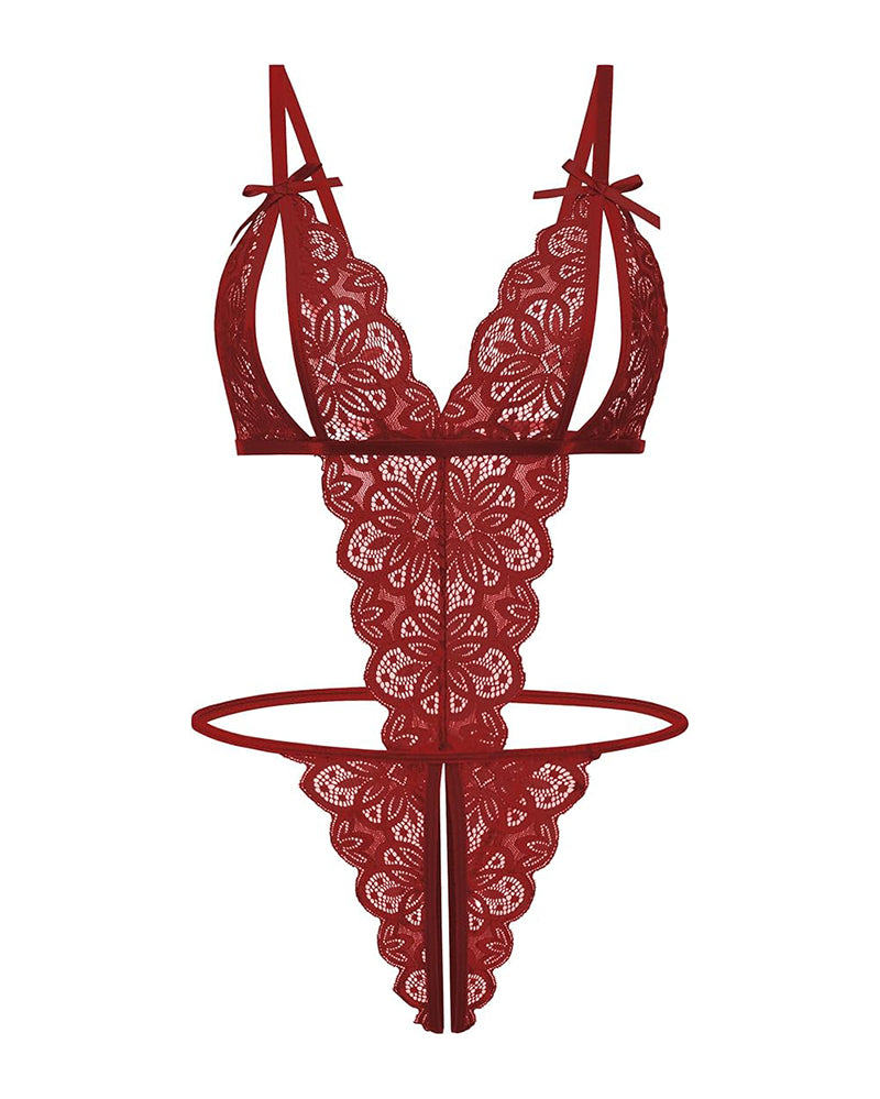 Body de encaje con escote profundo en V