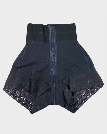 Shorts de compresión doble de cintura alta con control de abdomen en la sección media