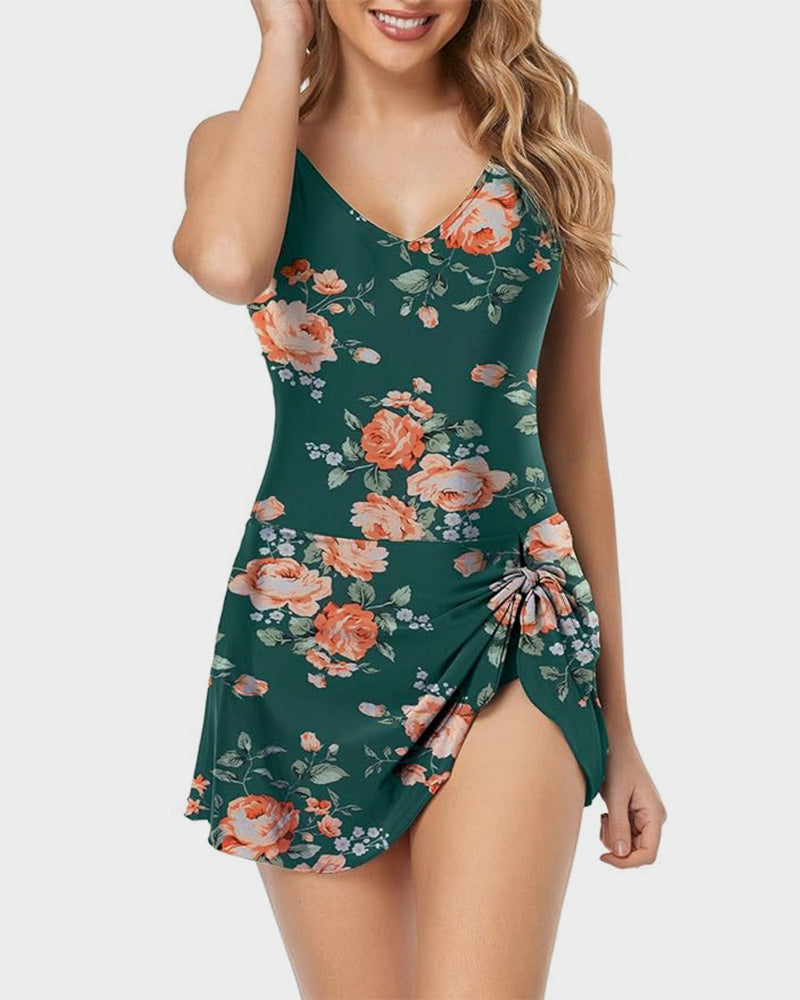 Traje de baño de una pieza para mujer con control de abdomen, ajuste slim y talla grande