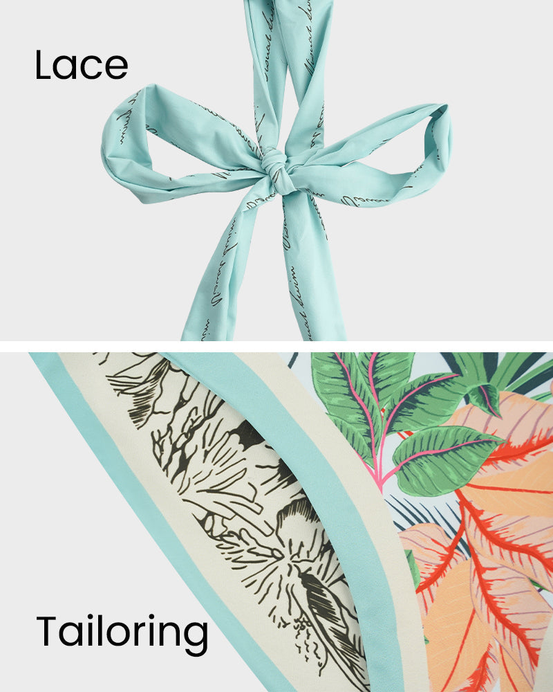 Traje de baño de una pieza floral reversible con tirantes ajustables