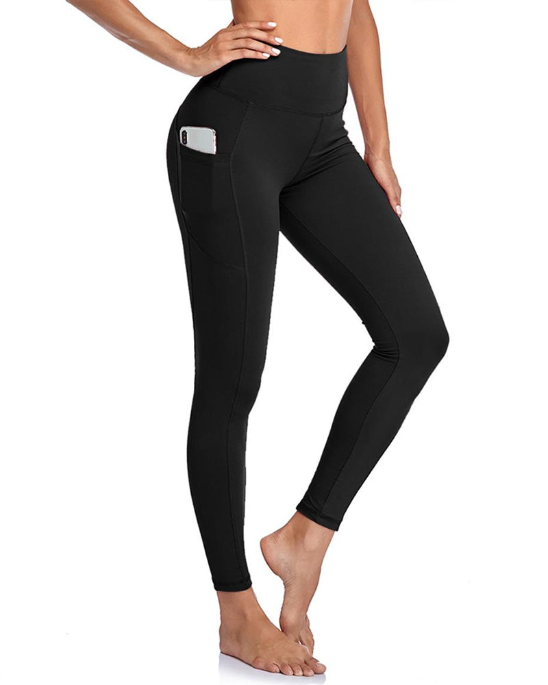 Mallas de yoga elásticas de cintura alta para mujer con bolsillo