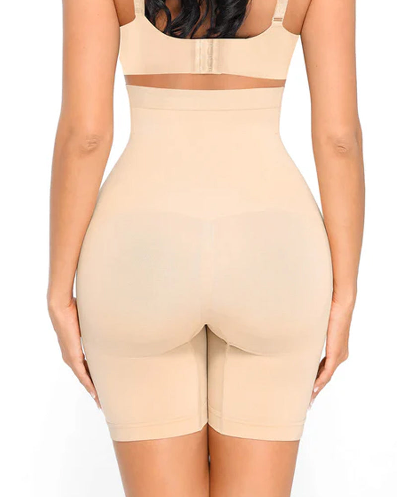 Women's compression shorts with high-elastic antibacterial crotch and hip lift