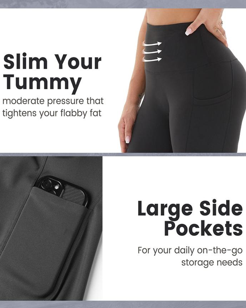 Women's High Waisted Yoga Shorts Tummy Control Casual Elastic Waistband Pockets Plus Size Sports Shorts