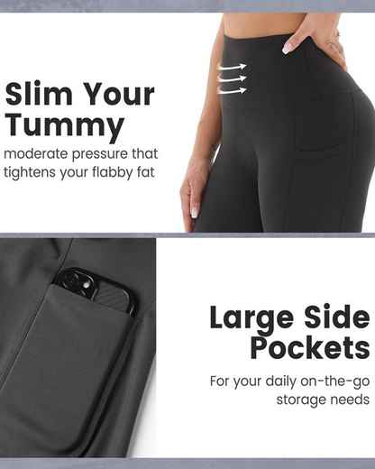 Shorts deportivos de yoga para mujer, control de abdomen, cintura alta, casuales, con banda elástica y bolsillos, talla grande