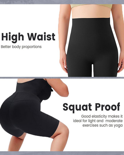 Shorts deportivos de yoga para mujer, control de abdomen, cintura alta, casuales, con banda elástica y bolsillos, talla grande