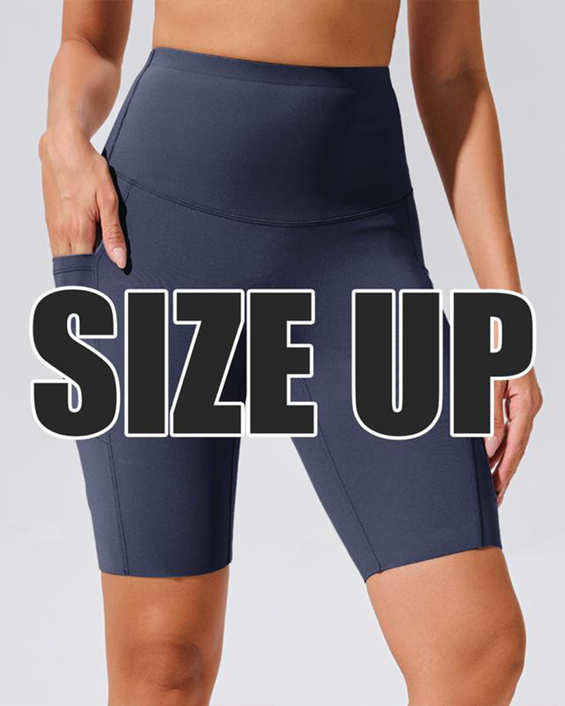 Women's High Waisted Yoga Shorts Tummy Control Casual Elastic Waistband Pockets Plus Size Sports Shorts