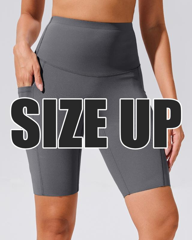 Women's High Waisted Yoga Shorts Tummy Control Casual Elastic Waistband Pockets Plus Size Sports Shorts
