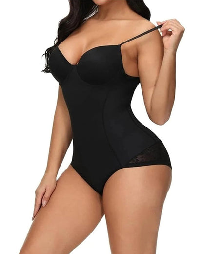 Top sin mangas tipo tubo con control de abdomen para mujer, body moldeador de cadera con encaje