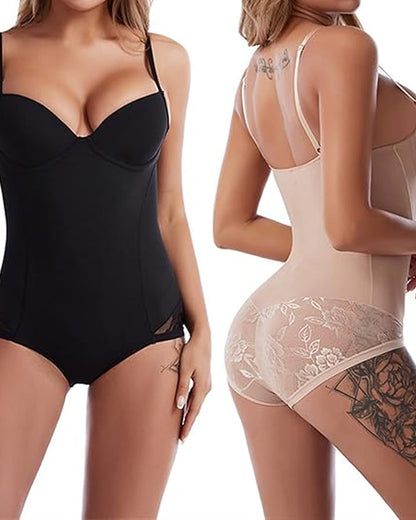 Top sin mangas tipo tubo con control de abdomen para mujer, body moldeador de cadera con encaje
