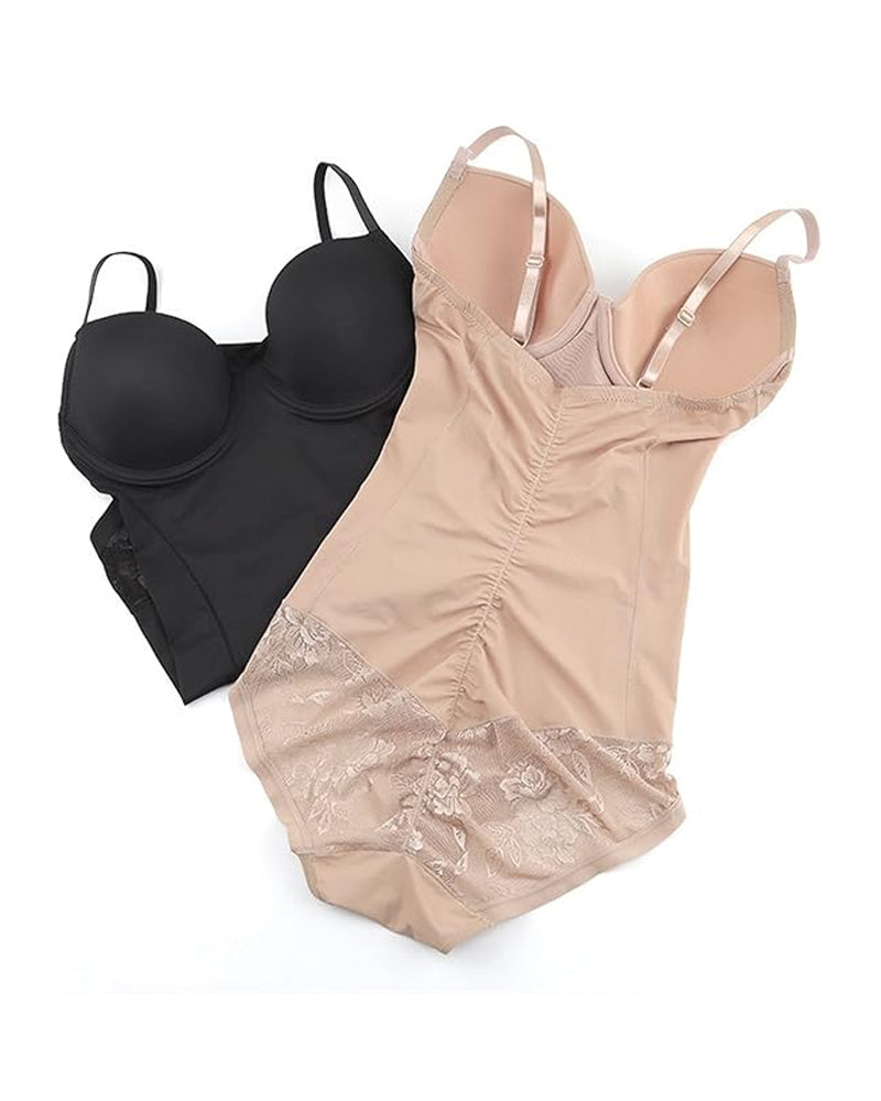 Top sin mangas tipo tubo con control de abdomen para mujer, body moldeador de cadera con encaje