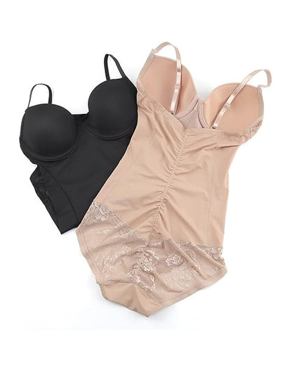 Top sin mangas tipo tubo con control de abdomen para mujer, body moldeador de cadera con encaje