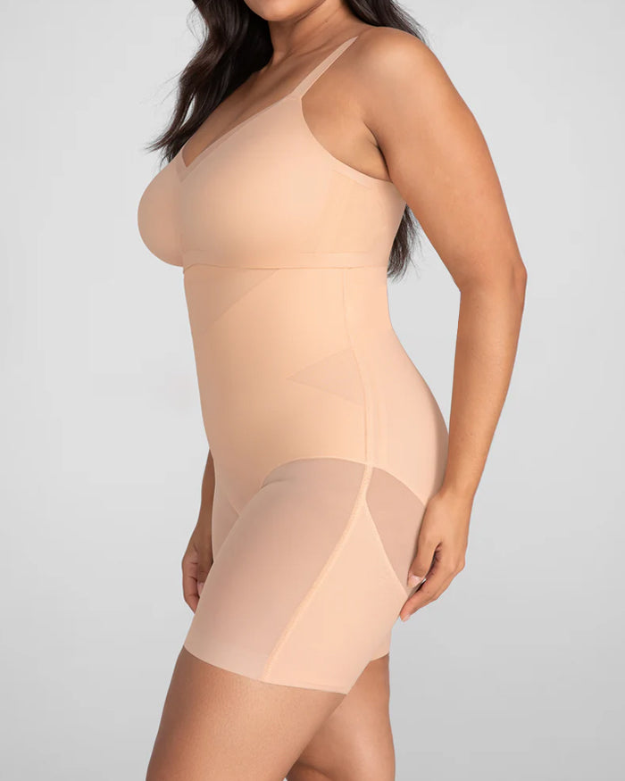 Shorts transpirables moldeadores de abdomen con malla de doble capa y cintura alta