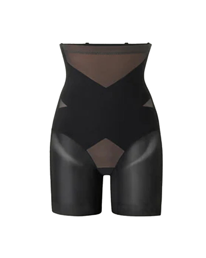 Shorts transpirables moldeadores de abdomen con malla de doble capa y cintura alta