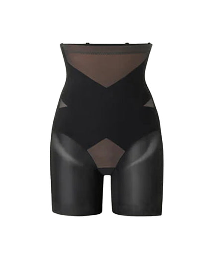 Shorts transpirables moldeadores de abdomen con malla de doble capa y cintura alta
