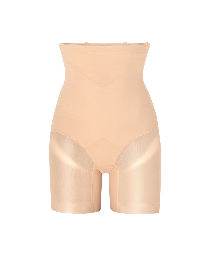 Shorts transpirables moldeadores de abdomen con malla de doble capa y cintura alta