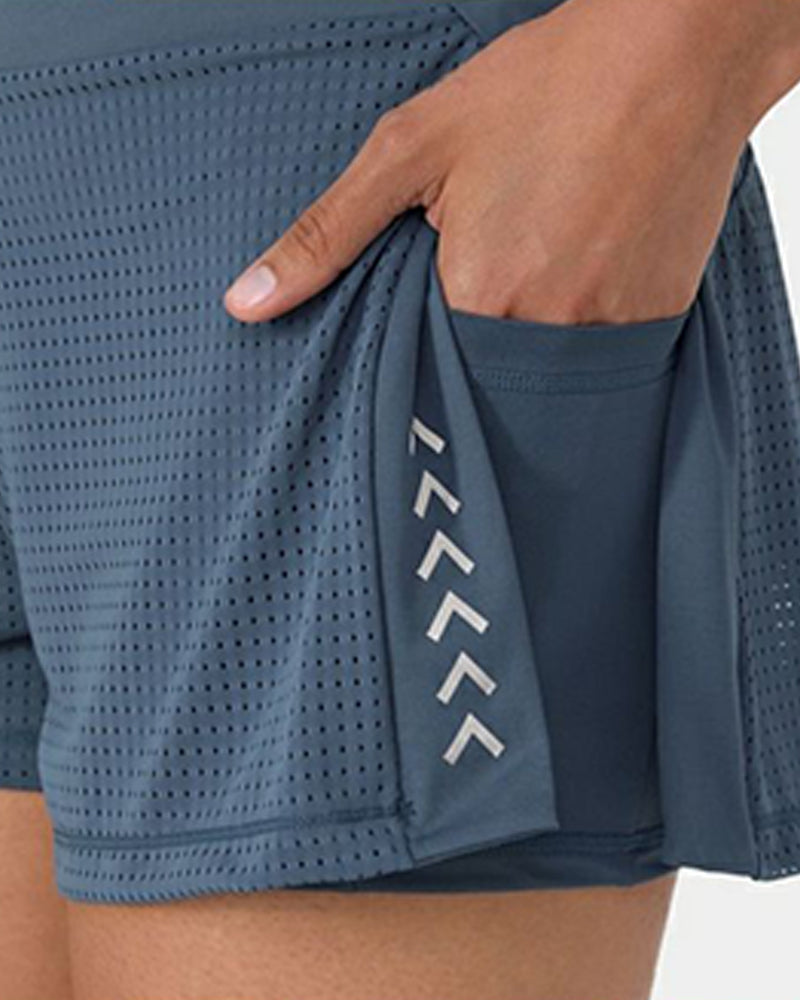 Summer High Waist Yoga Fitness Sports Shorts with Side Slits and Pockets, Breathable and Stretchy