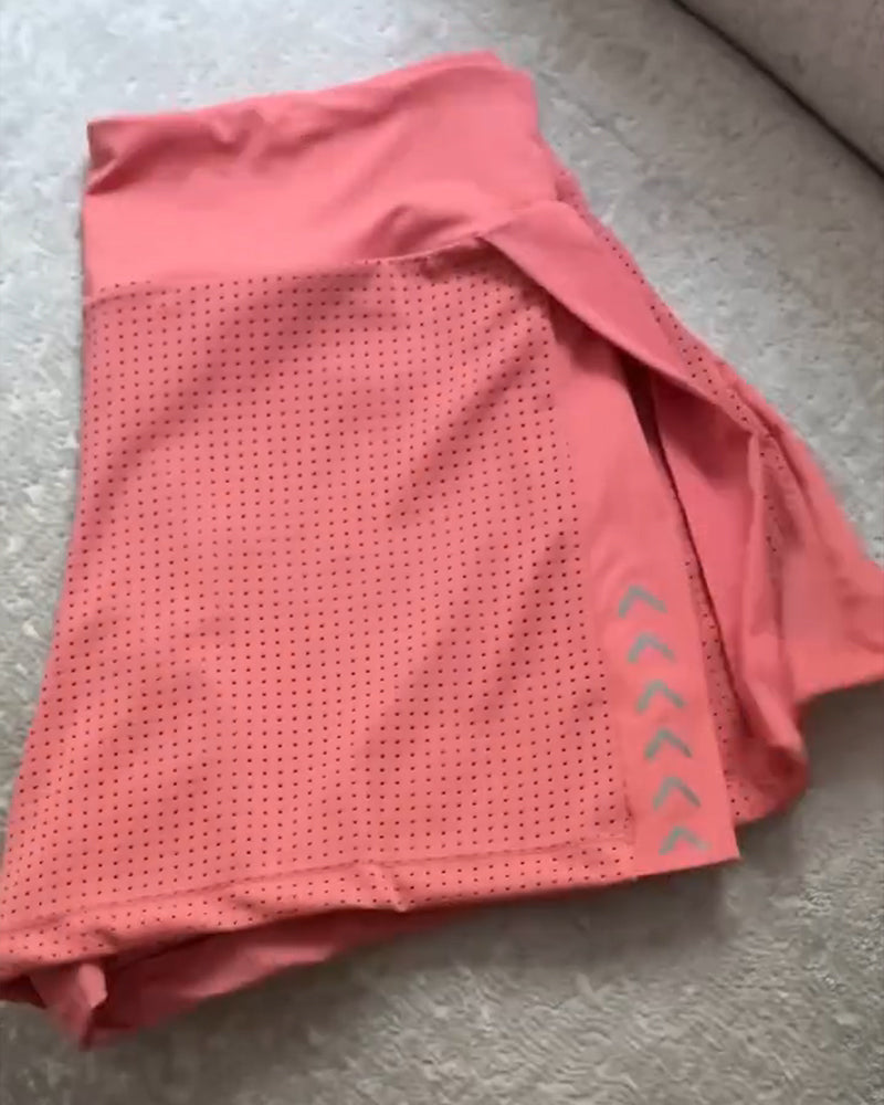 Summer High Waist Yoga Fitness Sports Shorts with Side Slits and Pockets, Breathable and Stretchy