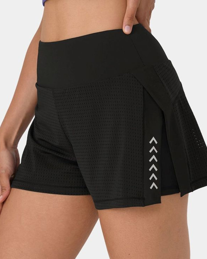 Shorts deportivos de yoga y fitness de verano, cintura alta, con aberturas laterales y bolsillos, transpirables y elásticos
