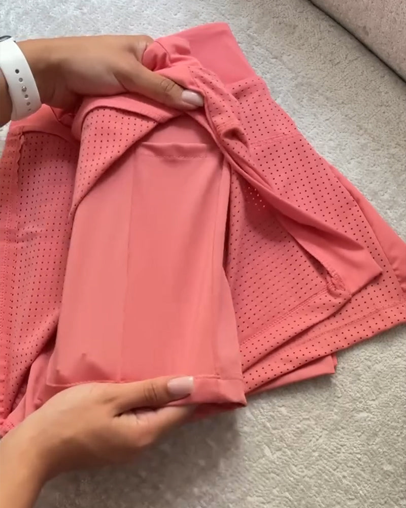 Summer High Waist Yoga Fitness Sports Shorts with Side Slits and Pockets, Breathable and Stretchy