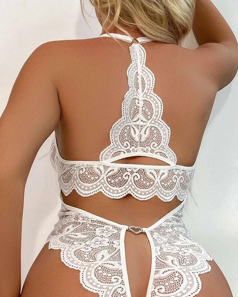 Pijama body de encaje sexy para mujer