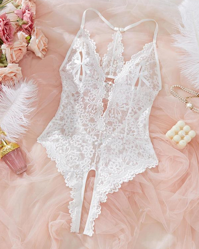 Pijama body de encaje sexy para mujer