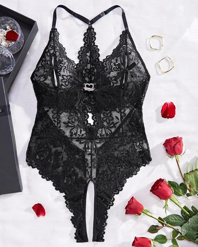 Pijama body de encaje sexy para mujer