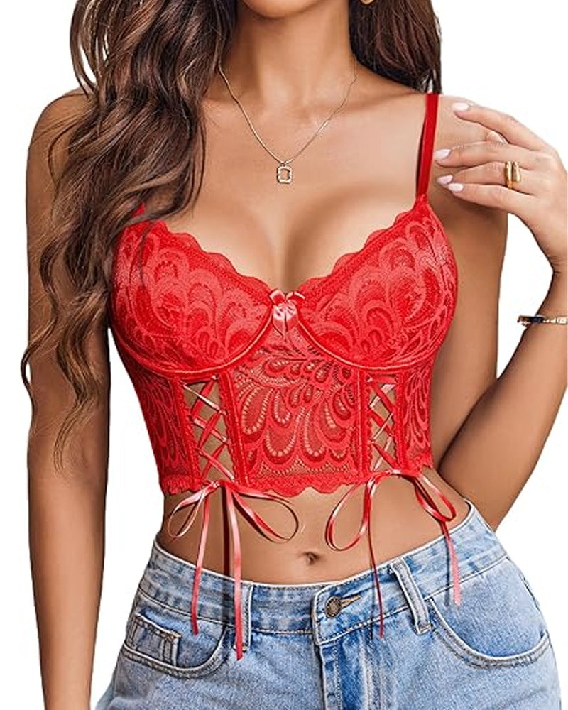 Women's fitted top with sexy lace bra