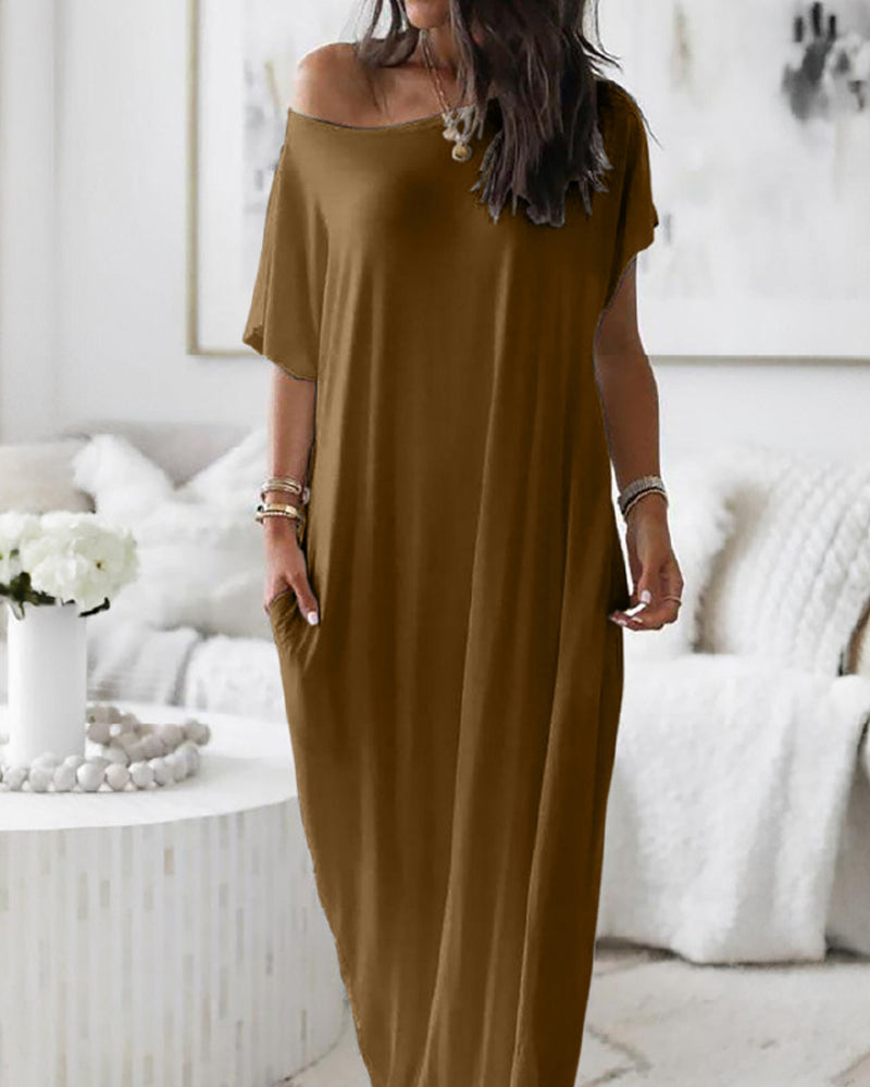 Women's Casual Solid Color Short Sleeve Comfortable Dress