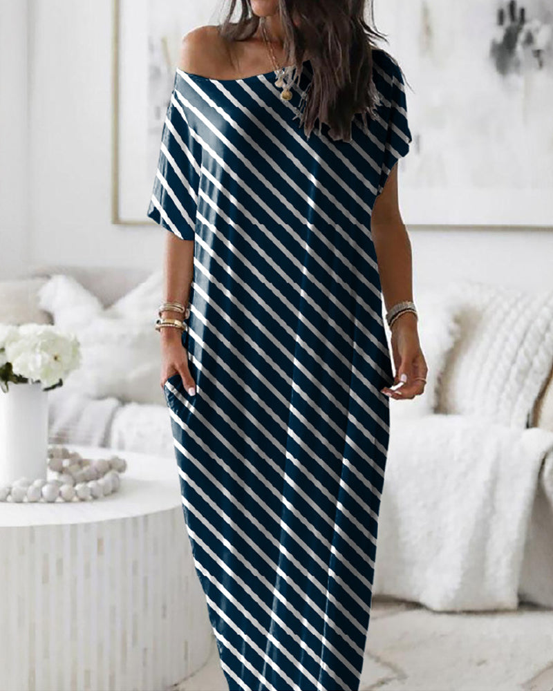 Vestido Casual Cómodo de Manga Corta de Color Sólido para Mujer