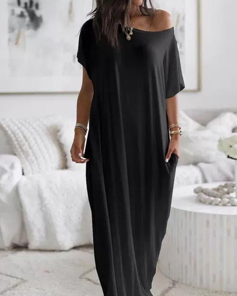 Women's Casual Solid Color Short Sleeve Comfortable Dress